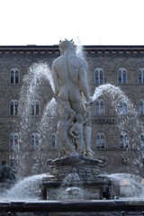 Wall Mural - Beautiful historic Neptune fountain in Florence Italy