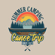 © Oleksii - Vintage badges with wooden canoe for river trip