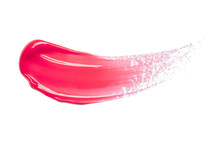 Lip Gloss Swatch Pink Red Color Smudge Sample Isolated On White Background