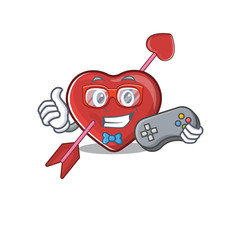 Sticker - Smiley gamer heart and arrow cartoon mascot style