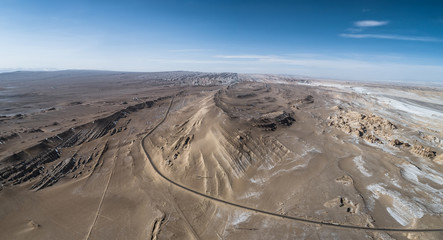 Wall Mural - aerial view of desert road in northwest of China