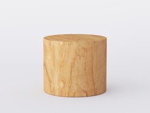 Yellow Wood Podium Isolated In White Clean Space. Product Presentation Background. 3d Rendering - Illustration.