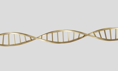 Canvas Print - Golden Dna model isolated in white background. Science and technology concept. 3d rendering - illustration.