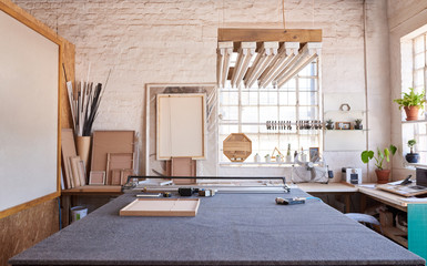 Interior of an art and picture framing workshop