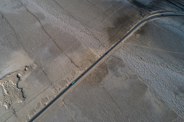 Wall Mural - aerial view of desert road in northwest of China