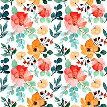 Colorful Floral Watercolor Seamless Pattern