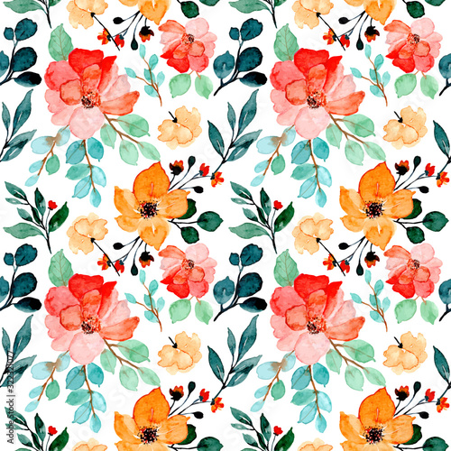 colorful floral watercolor seamless pattern