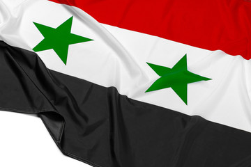 Wall Mural - Photo of fabric Syria flag close up