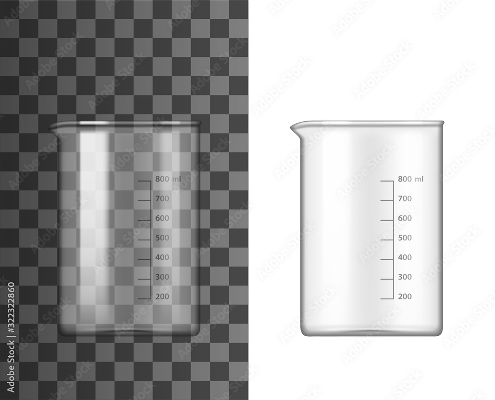 Glass beaker lab glassware 3d vector design of chemistry and science ...