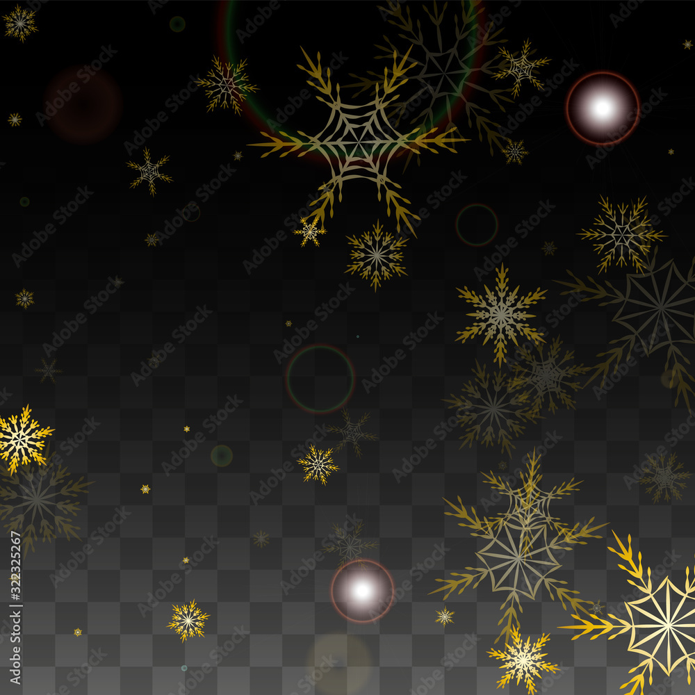 Christmas Vector Background with Gold Falling Snowflakes Isolated on ...