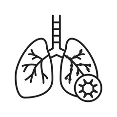 Wall Mural - Bronchitis line black icon. Inflammatory process lungs. Human organ concept. Sign for web page, mobile app, button, logo. Vector isolated element. Editable stroke.