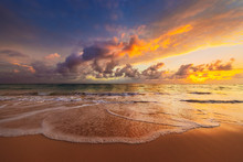 Beach Sunrise Over The Tropical Sea