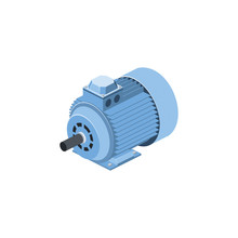Electric Generator Motor. Vector 3d Isometric, Color Web Icon, New Flat Style. Creative Illustration Design, Idea For Infographics.