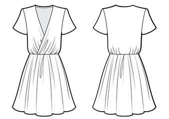 Wall Mural - Technical drawing of dress with drape