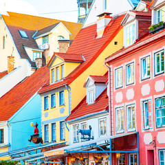 Fototapete - Colorful houses in Riga old town, Latvia