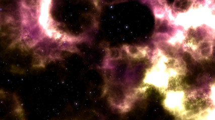 Wall Mural - yellow purple nebula with stars. galaxy
