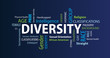 © JJAVA - Diversity Word Cloud on a Blue Background