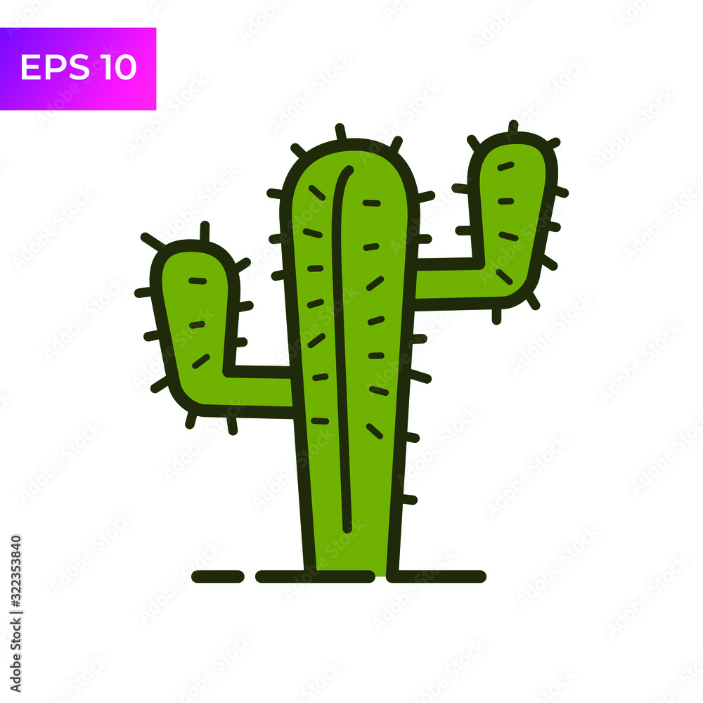 Cactus icon template color editable. Saguaro cactus symbol logo vector sign  isolated on white background illustration for graphic and web design. Stock  Vector | Adobe Stock