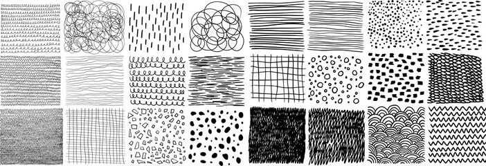 collection of hand-drawn texture, lines, dots, scribbles, hatching, cells, strokes and abstract grap