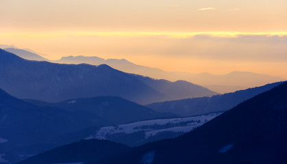 Wall Mural - nice evening landscape in mountains