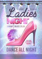 Wall Mural - disco ball background. disco party poster ladies night. womens day party