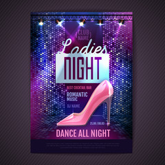 Wall Mural - disco ball background. disco party poster ladies night. womens day party