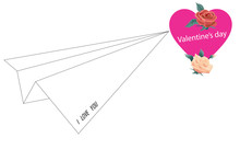 Vector Valentine's Day Rocket Pictures And Pink Hearts And Red Roses