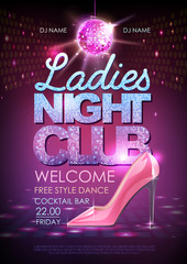 Wall Mural - disco ball background. disco poster ladies night club. womens day party