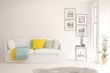 © AntonSh - Stylish room in white color with sofa. Scandinavian interior design. 3D illustration