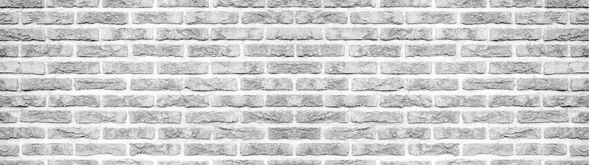Aufkleber - White gray light rustic brick wall texture banner panorama	