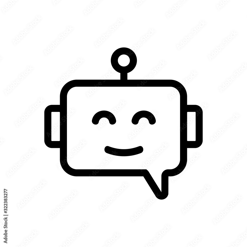 Chat bot icon vector. Thin line sign. Isolated contour symbol illustration - obrazy, fototapety, plakaty 