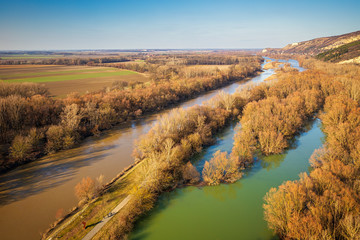 Wall Mural - The Morava river, a left tributary of the Danube near Bratislava, Slovakia, Europe.