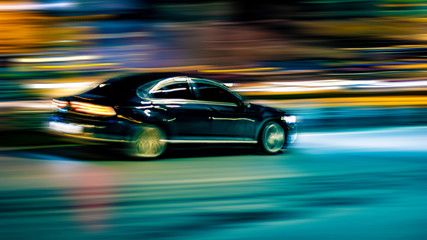 motion car on a black background