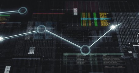 Abstract background of colorful numerical values of banking data and code in columns while moving sideways on black background - Digital Animation