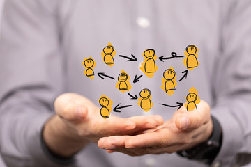 group of people talking in social network.