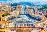 Fototapeta Miasto - Famous Saint Peter's Square in Vatican and aerial view of the Rome city during sunny day.