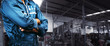 © KPs Photography  - The image Engineer men working in a manufacturing plant for background of industry. men is standing with arms folded in a storage facility or warehouse. men is wearing a uniform safety vest.