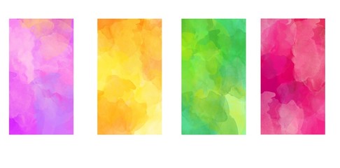 Wall Mural - Set of colorful watercolor vertical textures on white background