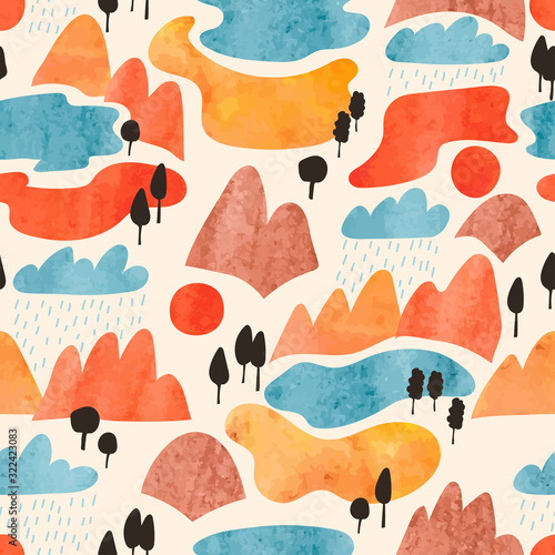 Watercolor autumn landscape...