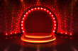 © hobbitfoot - Show light, Stage Podium Scene with for Award Ceremony on red Background.
