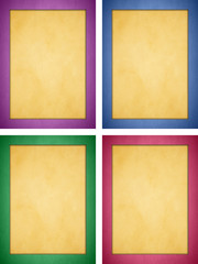 Wall Mural - Set of Gold Parchment with Light Colored Frames. Portrait Orientation.