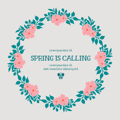 Crowd of leaf and floral frame, for elegant spring calling poster decor. Vector