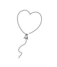 Heart Shaped Balloon. Continuous Drawing Line Art Style.