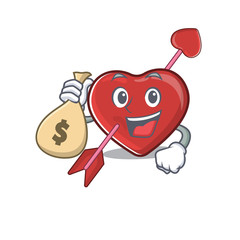 Sticker - Rich and famous heart and arrow cartoon character holding money bag