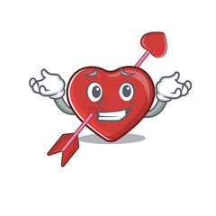 Poster - cute Grinning heart and arrow mascot cartoon style