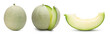 Collection of green melon isolated on white with clipping path.