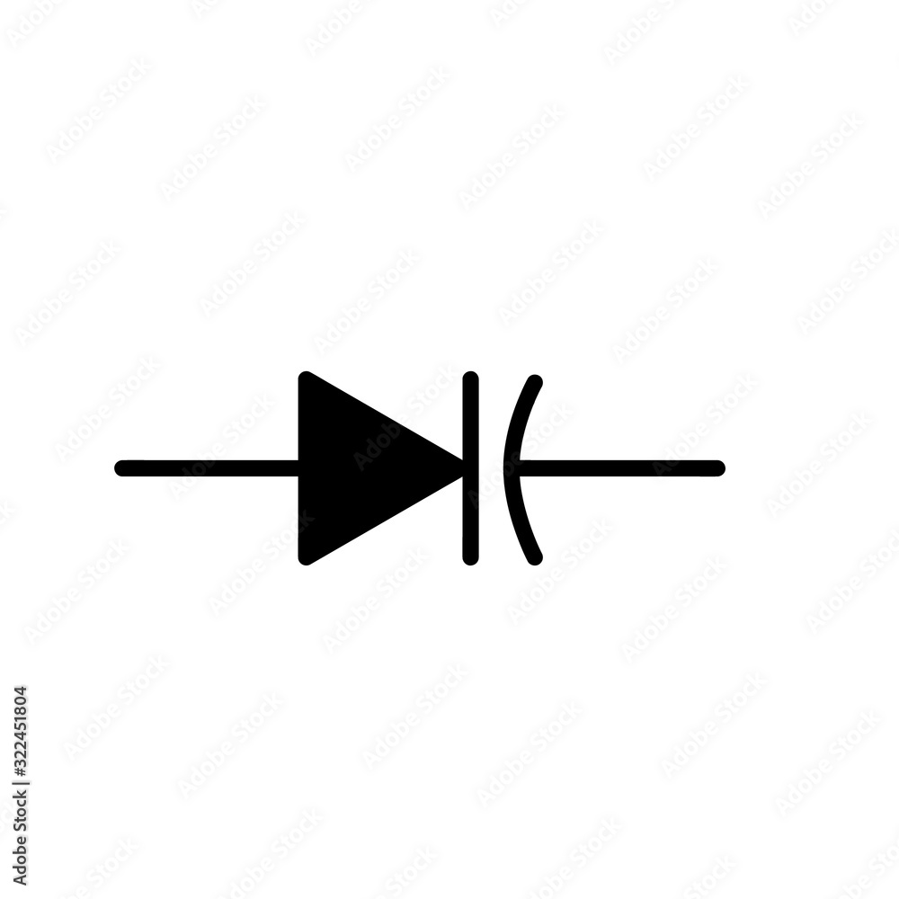 Varactor Diode Component Symbol For Circuit Design Solid Black Version ...