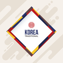 Korean Traditional Frame Design. Strip Color Design Frame. Vector Illustration.