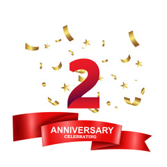 2 Years Anniversary Celebration Vector Template Design Illustration