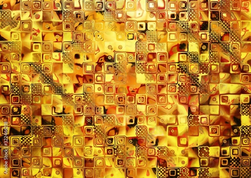 Dekoracja na wymiar  abstrakcyjny-wzor-szachy-czerwony-i-zloty-zlota-mozaika
